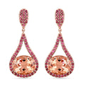 Luxoro AAA Marropino Morganite and Morro Redondo Pink Tourmaline 3.85 ctw Dangling Earrings in 14K Rose Gold 8 Grams - Sticky add to cart bar