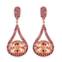 Luxoro AAA Marropino Morganite and Morro Redondo Pink Tourmaline 3.85 ctw Dangling Earrings in 14K Rose Gold 8 Grams