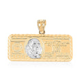 Made in America 10K Yellow and White Gold Dollar Bill Pendant 4.50 Grams - Sticky add to cart bar