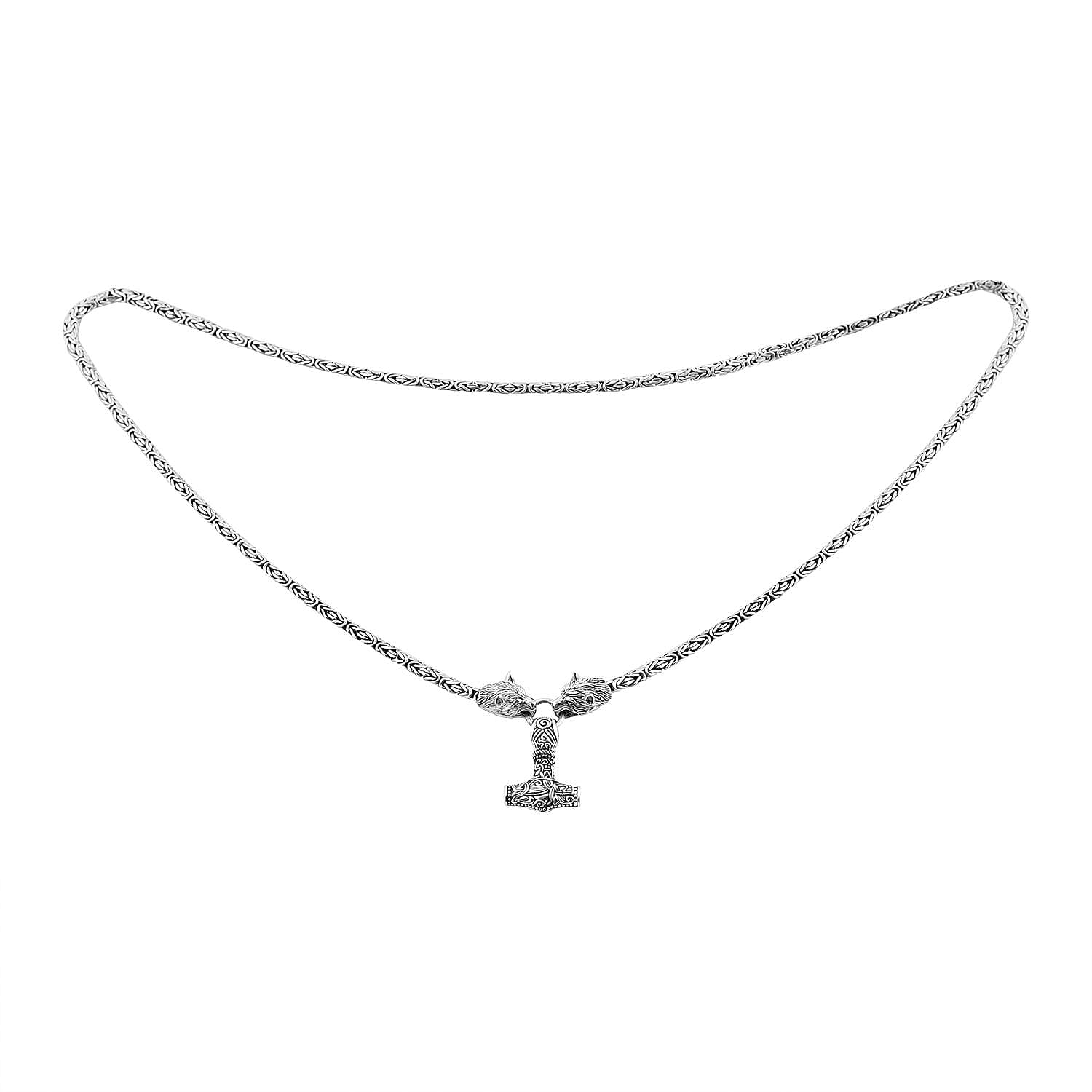 Bali Legacy Sterling Silver Wolf Necklace (30 Inches) (57.15 g)