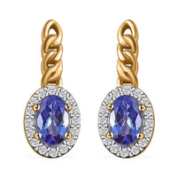 Luxoro Premium Tanzanite and Moissanite 1.15 ctw Earrings in 10K Yellow Gold
