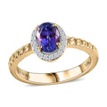 Luxoro Premium Tanzanite and Moissanite 1.60 ctw Ring in 10K Yellow Gold (Size 9.0) - Sticky add to cart bar