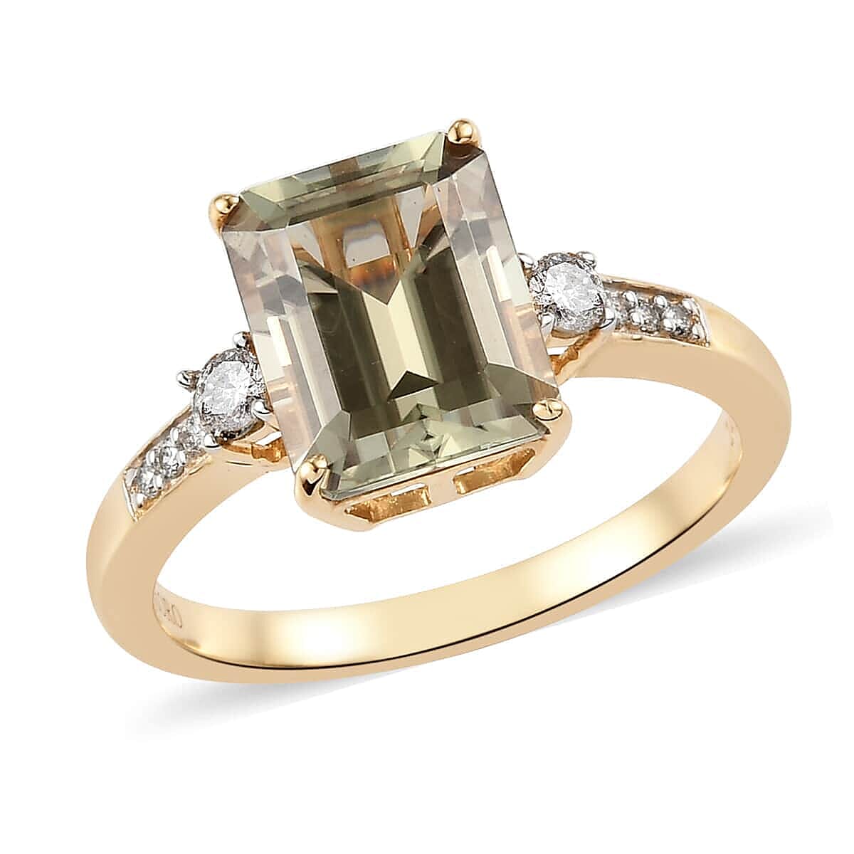 LUXORO 14K Yellow Gold Premium AA Turkizite and Diamond G-H I2 Ring (Size 8.0) 3.35 Grams 4.20 ctw