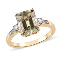 Luxoro 14K Yellow Gold Premium AA Turkizite and G-H I2 Diamond Ring (Size 6.5) 4.20 ctw