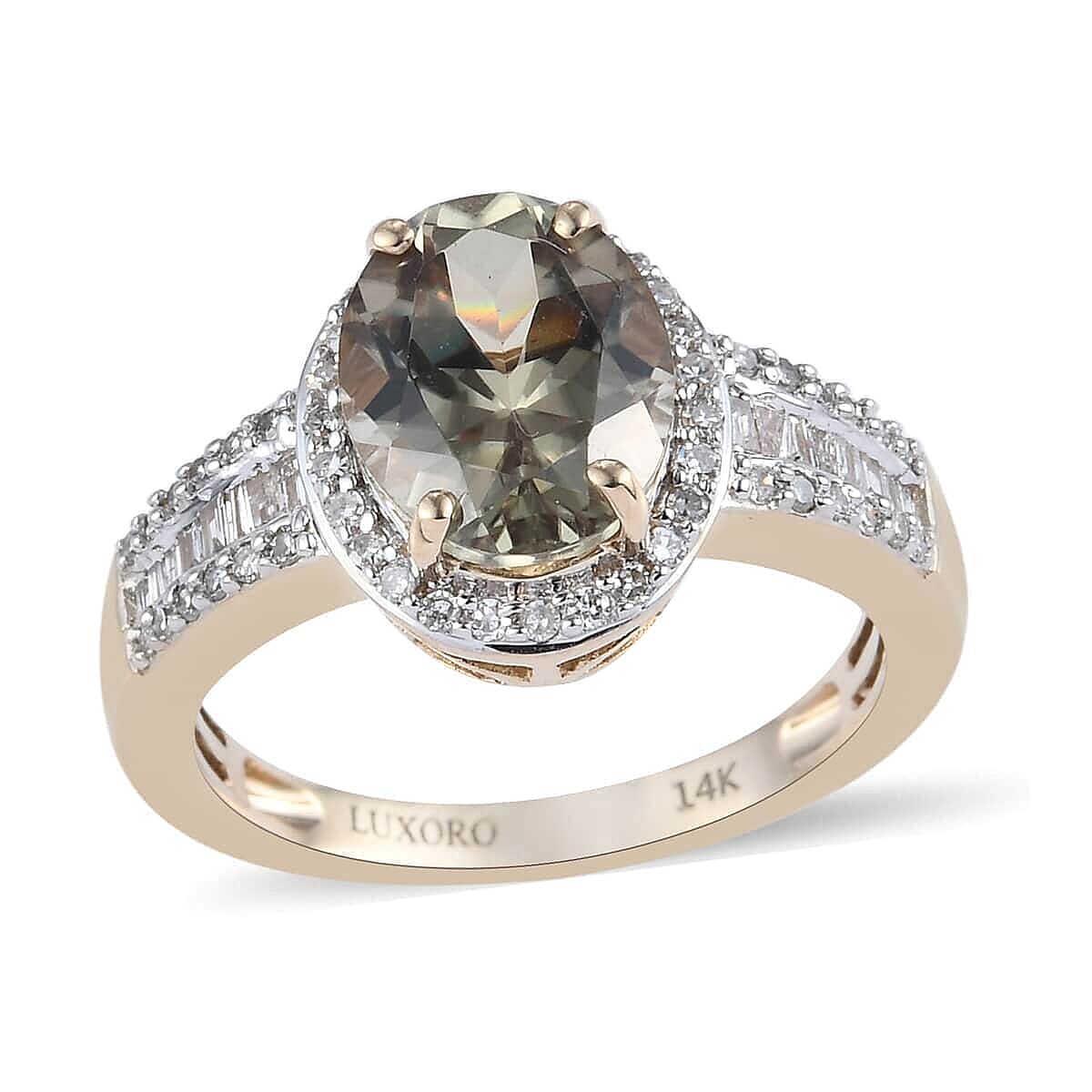 DOORBUSTER LUXORO 14K Yellow Gold AAA Turkizite, Diamond (G-H, I3) (0.40 cts) Ring (4.15 g) 3.50 ctw