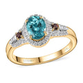 Luxoro 10K Yellow Gold Premium Paraiba Apatite, Rubellite and G-H I2 Diamond Ring (Size 9.0) 1.50 ctw - Sticky add to cart bar
