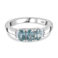 Aqua Kyanite 0.92 ctw Ring in Platinum Over Sterling Silver (Size 10)