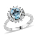 LUXORO 14K White Gold Premium Santa Maria Aquamarine and Diamond G-H SI Halo Ring (Size 10.0) 3.30 Grams 1.40 ctw - Sticky add to cart bar