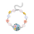 Mangoro Aquamarine and Multi Gemstone 43.10 ctw Floral Bracelet in Rhodium Over Sterling Silver (7.25In) - Sticky add to cart bar