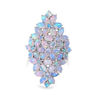 Ethiopian Welo Opal 6.35 ctw Ring in Rhodium Over Sterling Silver (Size 11.5)