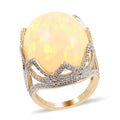 Luxoro 10K Yellow Gold Ethiopian Welo Opal and G-H I3 Diamond Ring 7.40 Grams 28.35 ctw - Sticky add to cart bar
