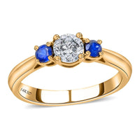 Modani 14K Yellow Gold Diamond G-H I2-I3 and Blue Sapphire Ring (Size 4.0) 0.85 ctw