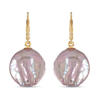 White Coin Keshi Pearl Earrings in Rhodium Over Sterling Silver