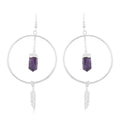 African Amethyst Earrings in Silvertone 18.05 ctw - Sticky add to cart bar