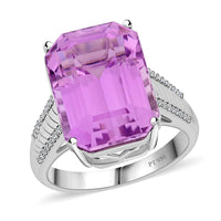 Certified & Appraised Rhapsody 950 Platinum AAAA Patroke Kunzite, Diamond (E-F, VS) (0.15 cts) Ring (Size 6.0) (9.85 g) 16.10 ctw