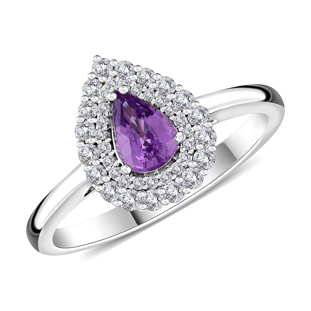 Certified & Appraised Rhapsody 950 Platinum AAAA Madagascar Purple Sapphire and E-F VS Diamond Ring 6.60 Grams 1.10 ctw