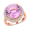 Certified & Appraised Luxoro 10K Rose Gold AAA Martha Rocha Kunzite, Diamond (G-H, I2) (0.49 cts) Ring (Size 10.0) (4.35 g) 10.65 ctw - Sticky add to cart bar