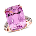 Certified & Appraised Luxoro 10K Rose Gold AAA Martha Rocha Kunzite and G-H I2 Diamond Ring (Size 10.0) 4.90 Grams 10.40 ctw - Sticky add to cart bar