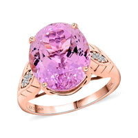 Certified & Appraised Luxoro 10K Rose Gold AAA Martha Rocha Kunzite and G-H I2 Diamond Ring (Size 10.0) 4.15 Grams 10.50 ctw