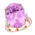 Certified & Appraised Luxoro 10K Rose Gold AAA Martha Rocha Kunzite and G-H I2 Diamond Ring 5 Grams 23.80 ctw - Sticky add to cart bar