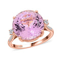 Certified & Appraised Luxoro 10K Rose Gold AAA Martha Rocha Kunzite, Diamond (G-H, I2) (0.28 cts) Ring (Size 7.0) 12.00 ctw - Sticky add to cart bar
