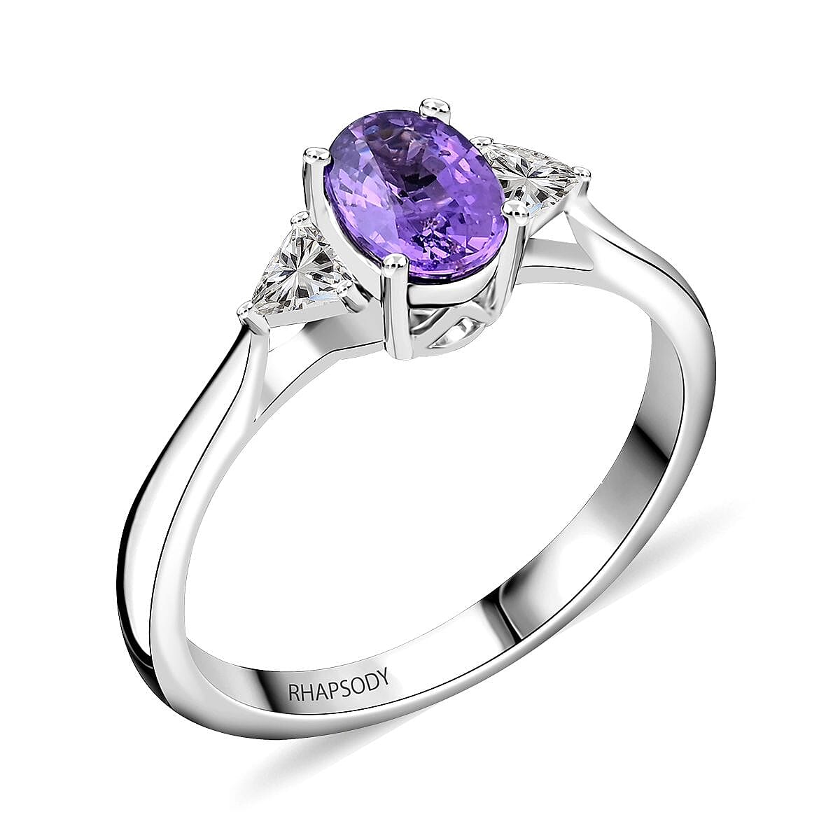 TLV Certified & Appraised Rhapsody 950 Platinum AAAA Madagascar Purple Sapphire, Diamond (E-F, VS) (0.20 cts) Ring (Size 10.0) (4.45 g) 1.05 ctw