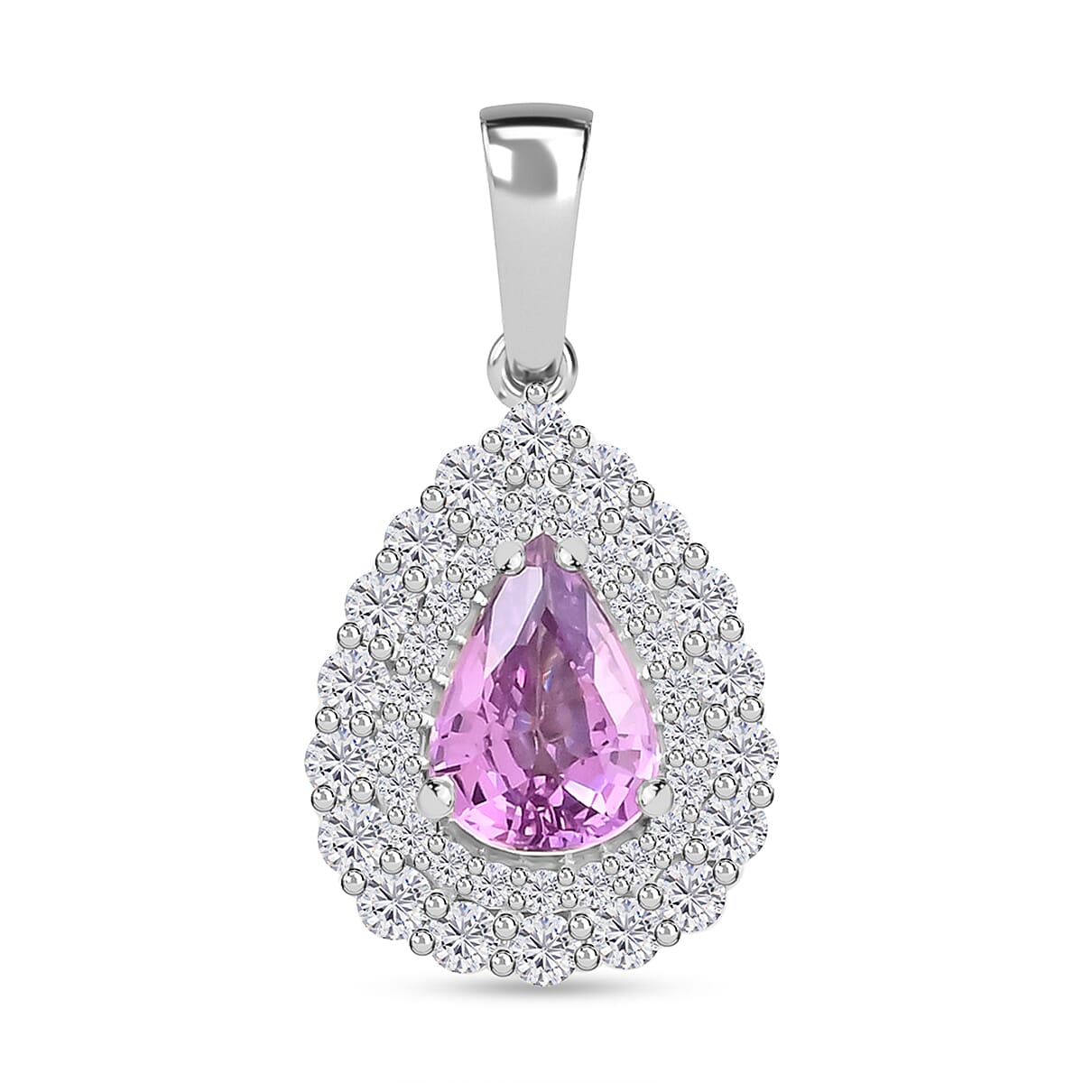 Certified & Appraised Rhapsody 950 Platinum AAAA Madagascar Purple Sapphire and E-F VS Diamond Cocktail Pendant without Chain 1.10 ctw