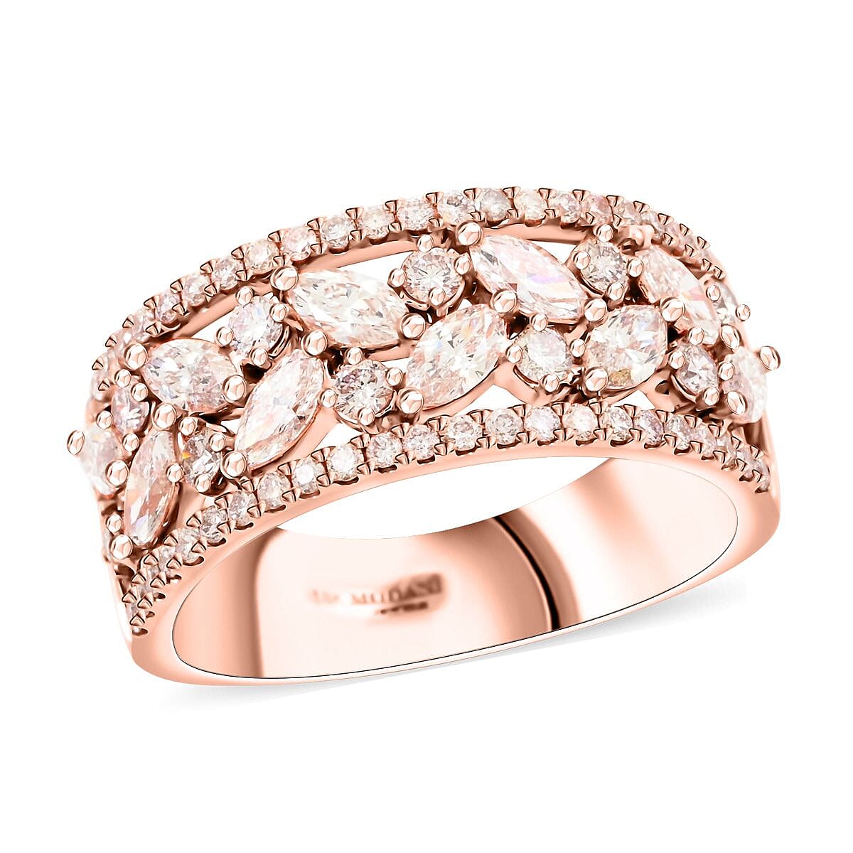 Modani 18K Rose Gold Natural Pink Diamond (I2-I3) Ring (Size 7.0) (5.60 g) (Del. in 10-12 Days) 1.35 ctw