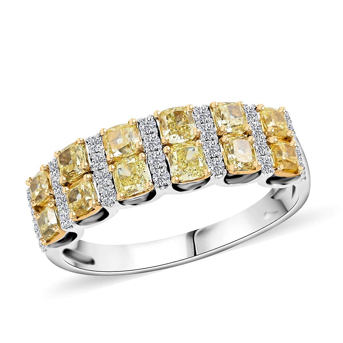 Modani 14K Yellow & White Gold Natural Yellow and White Diamond (I2-I3) Ring (Size 10.0) 1.25 ctw