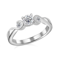 Moissanite 0.70 ctw Ring in Rhodium Over Sterling Silver (Size 8.0)