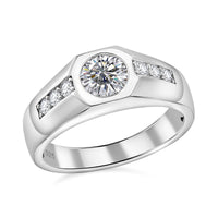 Moissanite Ring in Rhodium Over Sterling Silver (Size 5.5) 1.00 ctw