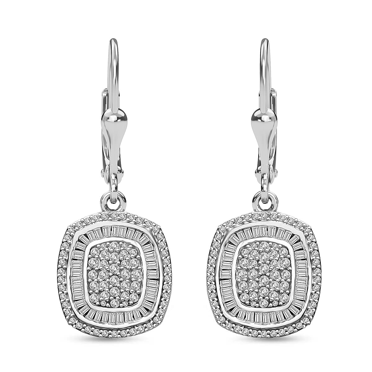 White Diamond 1.00 ctw Earrings in Rhodium Over Sterling Silver