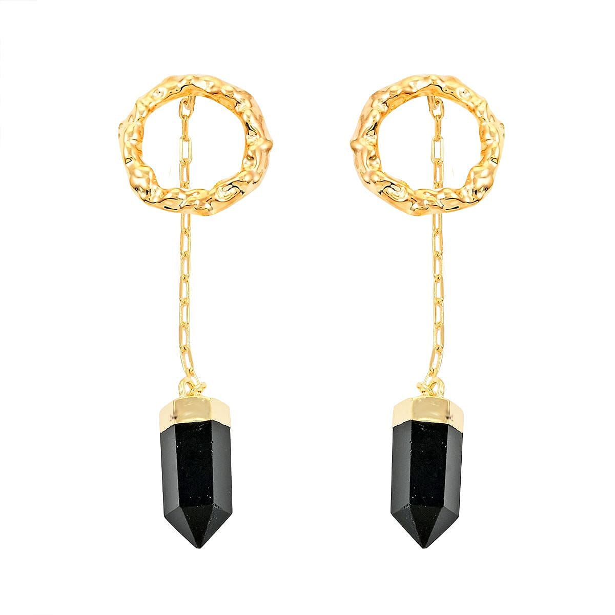 Obsiddian Earrings in Goldtone 17.00 ctw