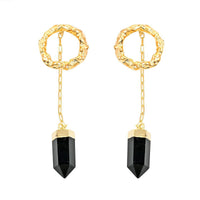 Obsiddian Earrings in Goldtone 17.00 ctw