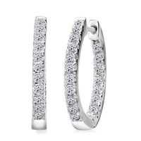 Luxuriant Lab Grown Diamond (VS) Hoop Earrings in Platinum Over Sterling Silver 0.75 ctw