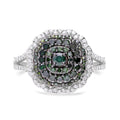 Green and White Diamond Ring in Platinum Over Sterling Silver (Size 10.0) 1.00 ctw - Sticky add to cart bar