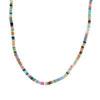 Multi Opal Beded Necklace 18 Inches in Rhodium Over Sterling Silver 35.00 ctw