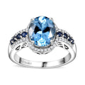 Luxoro 14K White Gold AAA Mangoro Aquamarine, Ceylon Blue Sapphire, Diamond (0.33 cts) (G-H, I2) Ring (Size 10.0) (4.85 g) 3.80 ctw - Sticky add to cart bar