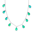 Peacock Quartz (Triplet) Station Necklace 20 Inches in Rhodium Over Sterling Silver 44.00 ctw - Sticky add to cart bar