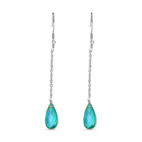Peacock Quartz (Triplet) Drop Earrings in Rhodium Over Sterling Silver 10.00 ctw