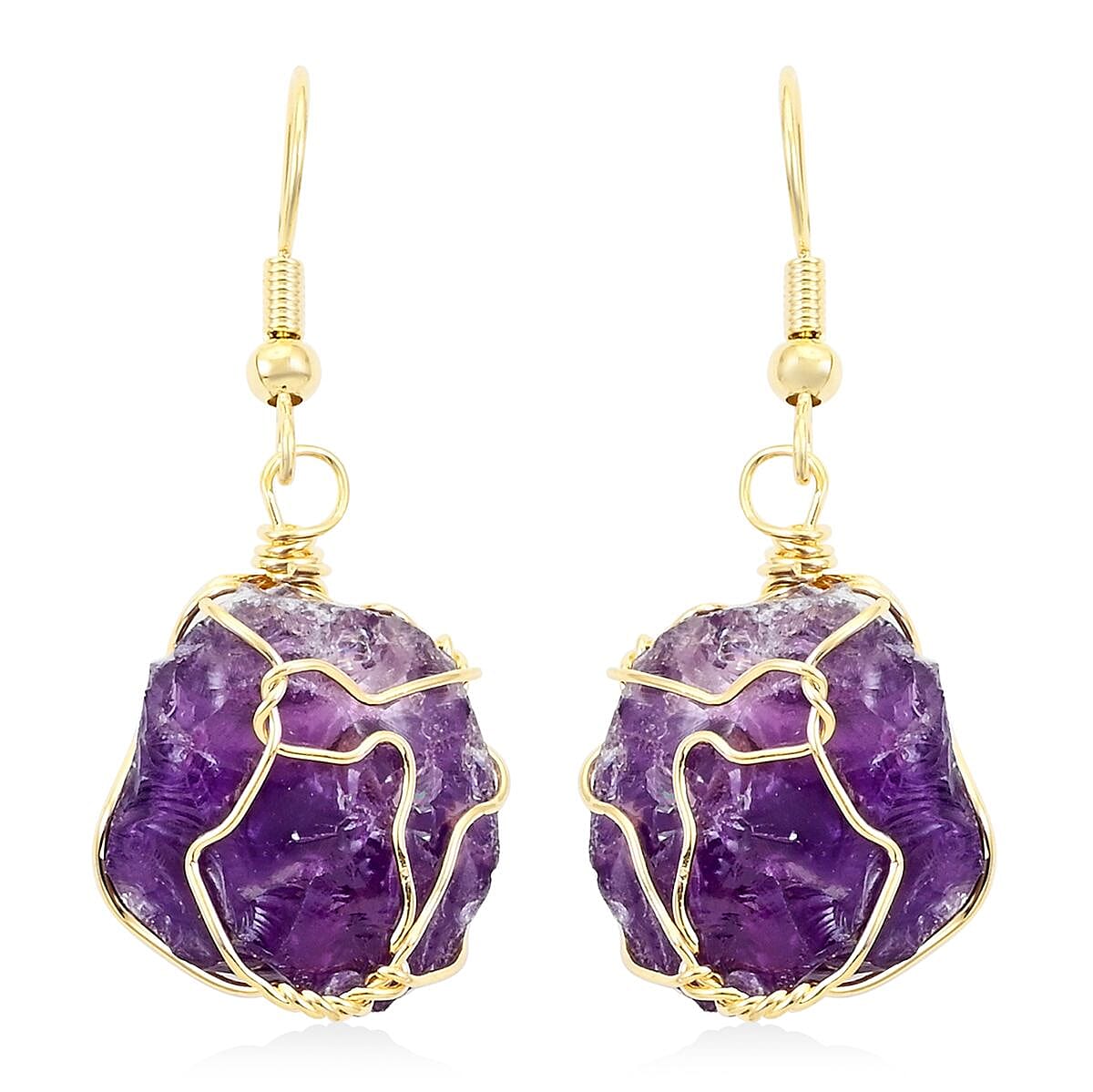 Colors of Brazil African Amethyst Earrings in Goldtone 39.00 ctw