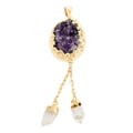 African Amethyst and Crystal Pendant in Goldtone 68.00 ctw - Sticky add to cart bar