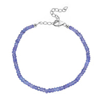 Tanzanite Beaded Bracelet in Rhodium Over Sterling Silver (7.50-9.50In) 25.00 ctw
