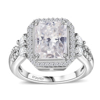 Moissanite Ring in Rhodium Over Sterling Silver (Size 6.0) 4.10 ctw