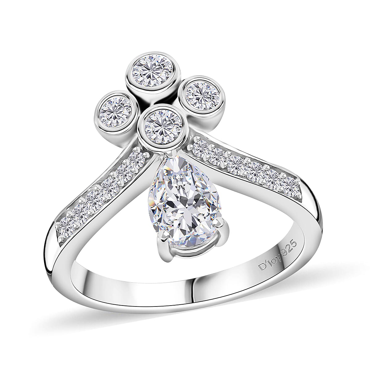 Moissanite Ring in Rhodium Over Sterling Silver 1.30 ctw
