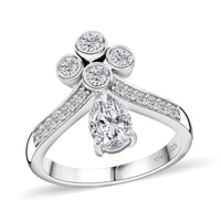 Moissanite Ring in Rhodium Over Sterling Silver 1.30 ctw