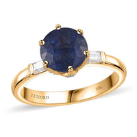 Luxoro 10K Yellow Gold Premium Masoala Sapphire (FF), Moissanite Ring (Size 7.0) 3.30 ctw