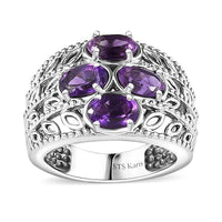 Karis African Amethyst Ring in Platinum Bond (Size 10.0) 1.75 ctw