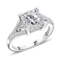 10K White Gold Moissanite (Sqr 8mm) Ring (Size 8.0) 3.00 ctw