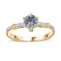 Luxoro 10K Yellow Gold Premium Mangoro Aquamarine, Moissanite Ring (Size 7.0) 0.90 ctw - Sticky add to cart bar